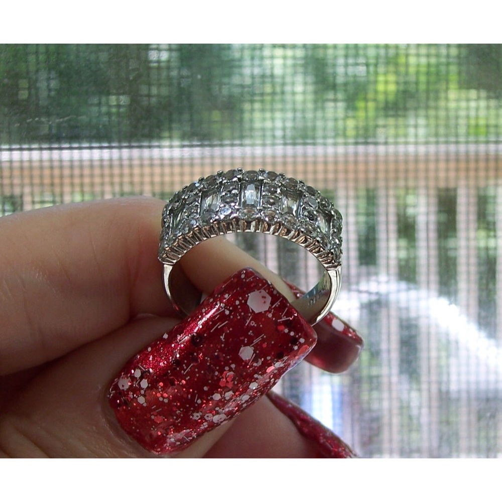STAINLESS STEEL Round & Baguette. Cubic Zirconia Band Ring - Picture 9 of 14